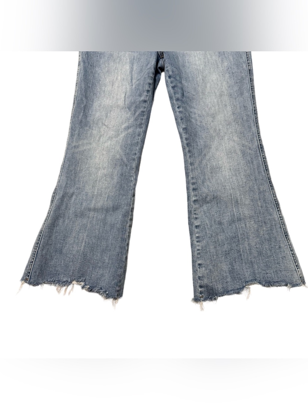 Mica High Rise Crop Flare Jeans Women's 30 Frayed Denim Light Wash Stretch - Picture 3 of 7
